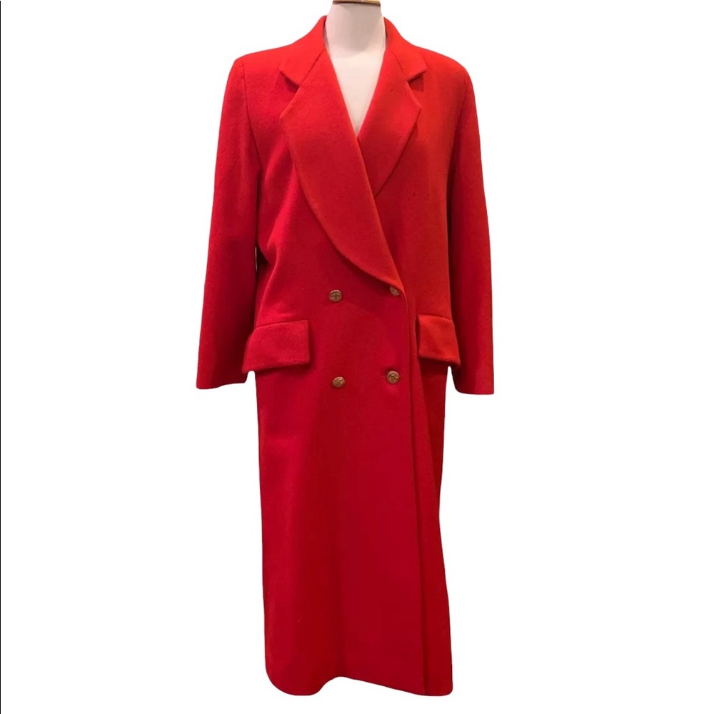 Wacs Works VTG Long Red Vintage Coat Jacket Long Length  M Medium USA